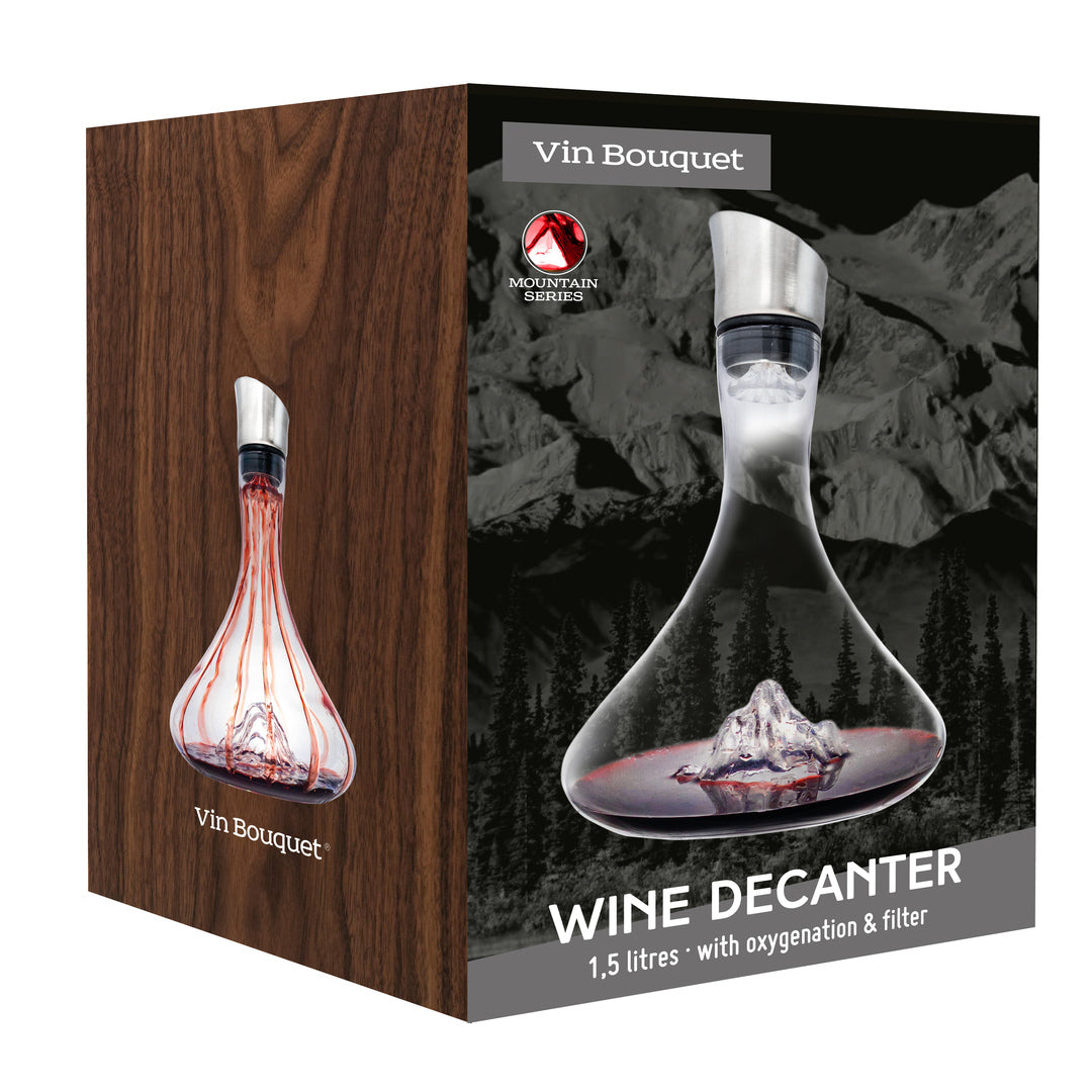 Decantador de Vino Montaña 1,5 L con Oxigenador y Vertedor