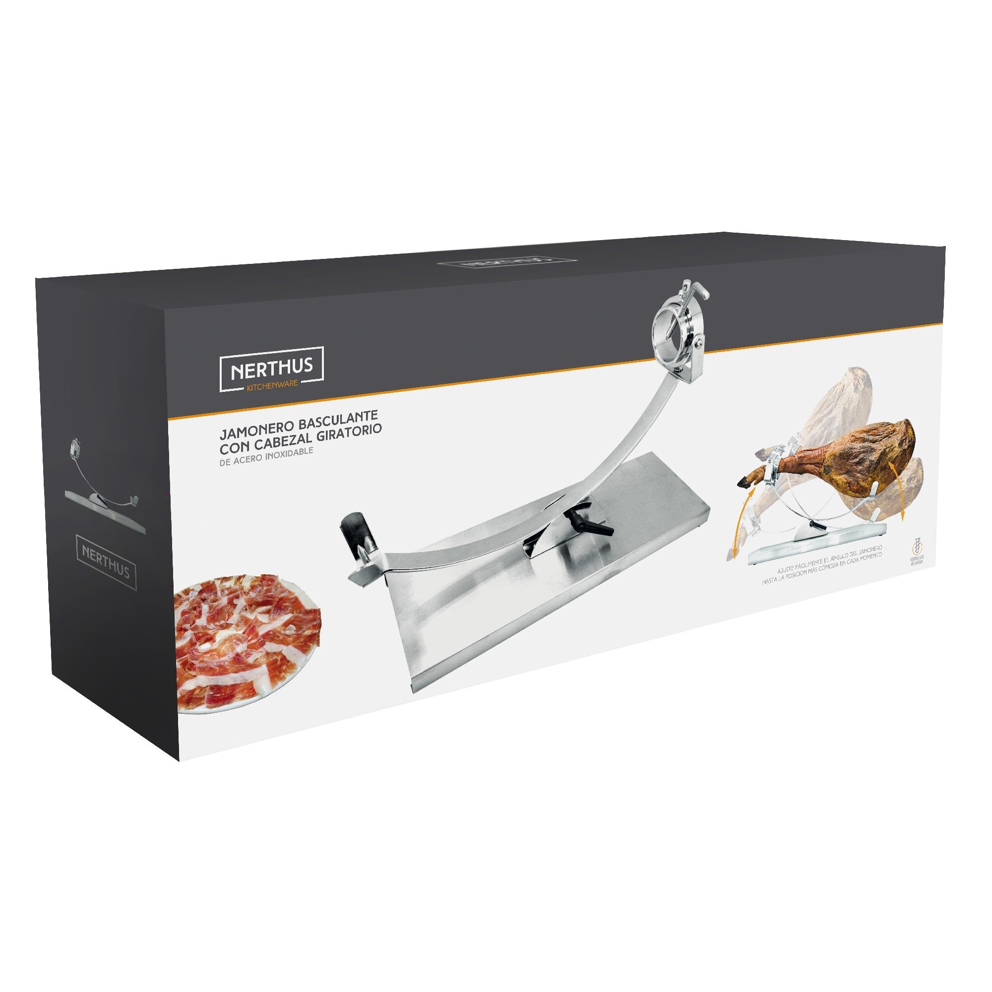Jamonero Inox Basculante con Cabezal Giratorio Inox