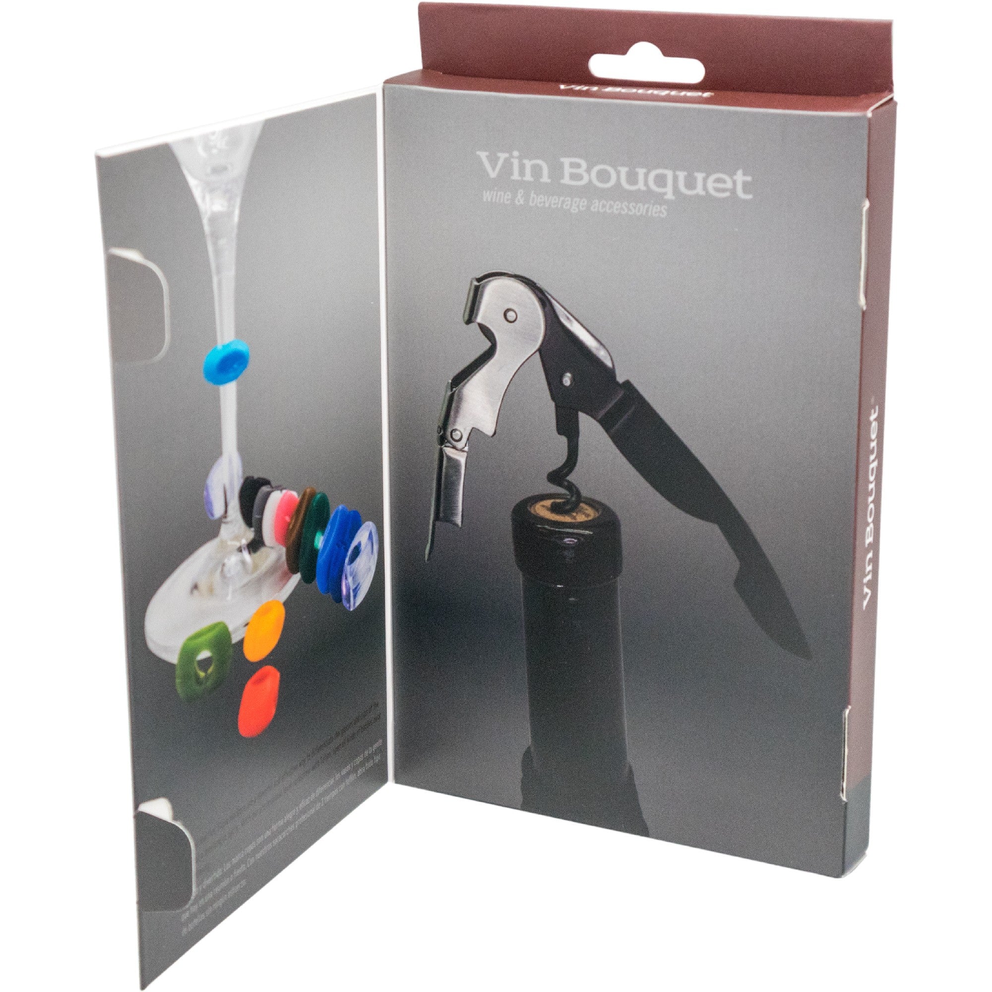 Wine Glass Opener and Marker Set – Professional Corkscrew and 12 Glass Markers
