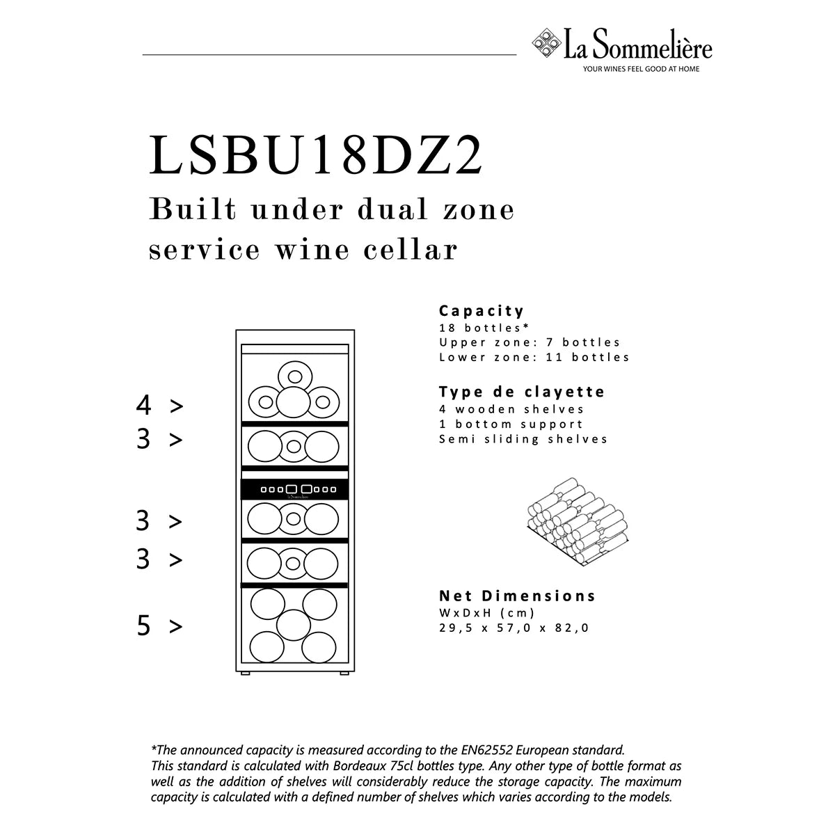 Vinoteca 18 botellas La Sommelière LSBU18DZ2 doble zona