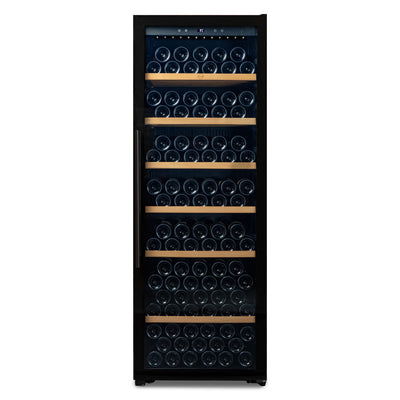 Vinoteca 192 botellas Vinobox V190 PRO vista frontal con puerta cerrada y llena de botellas de vino