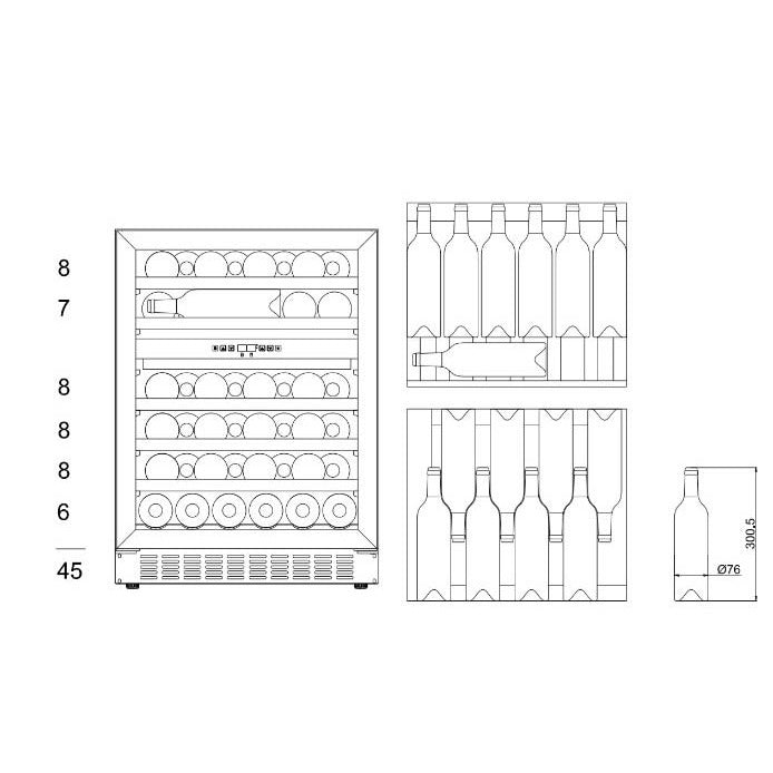 Wine Cooler 45 bottles mQuvée WineCave 780 60D Stainless Steel Dual-zone