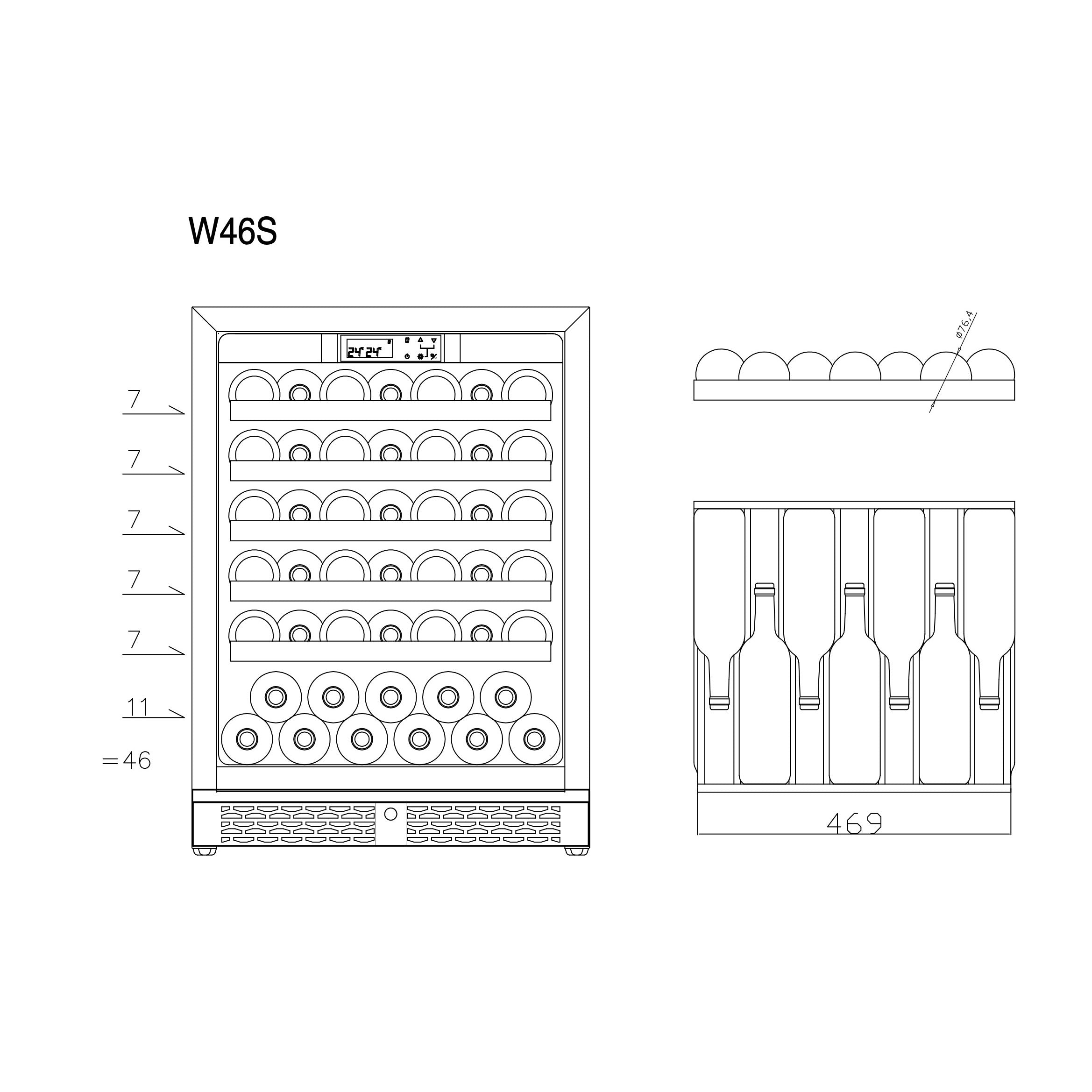 Wine Cooler 46 bottles CELLA W46S Black