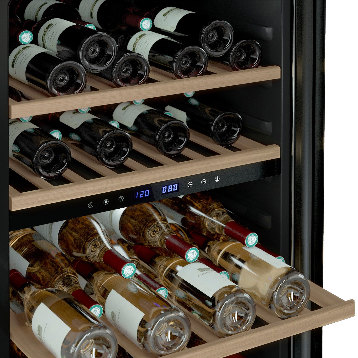 Vinoteca 62 botellas Les Petits Champs CAVCDB62 detalle de bandejas deslizantes