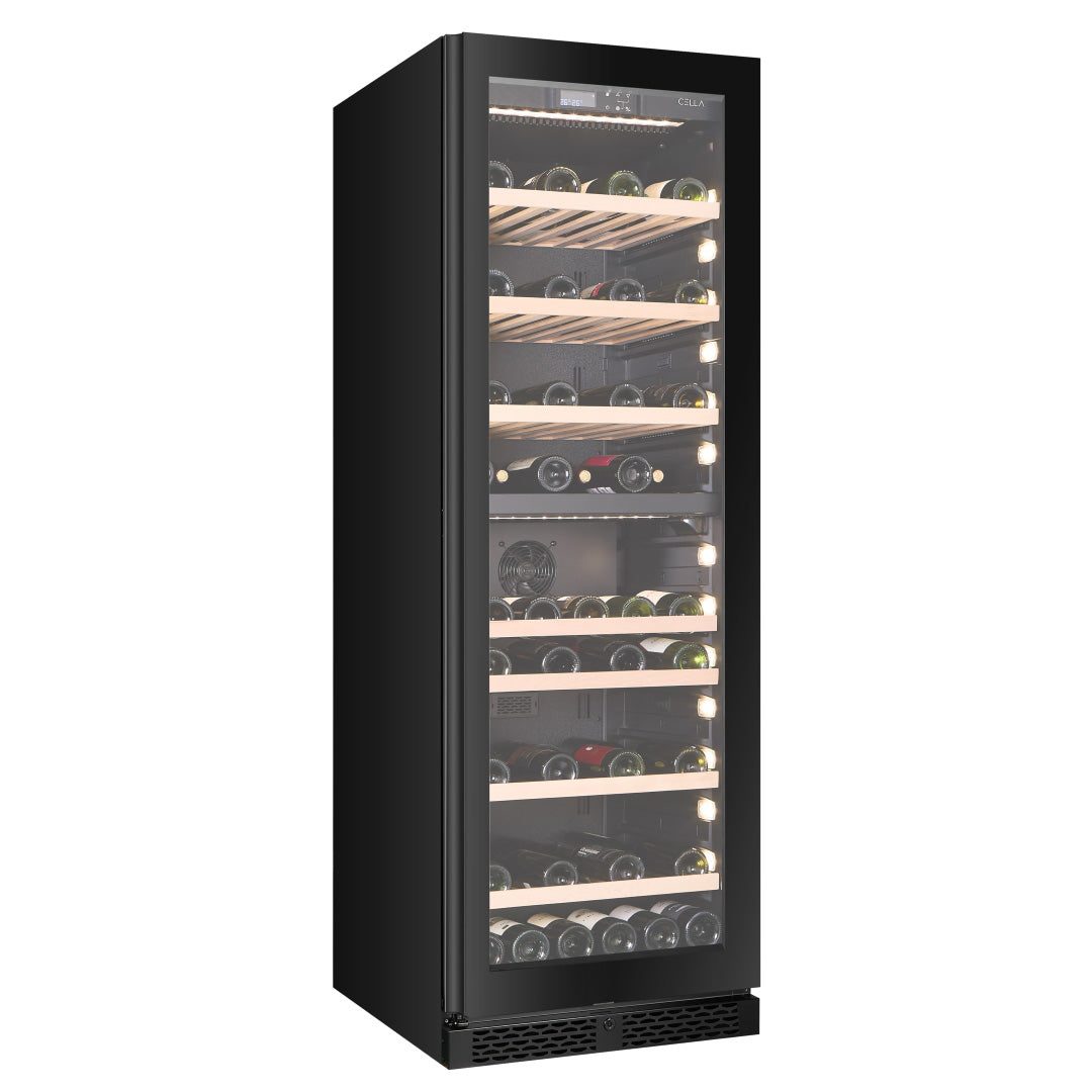 Wine Cooler 99 bottles CELLA W93D Black Dual-zone