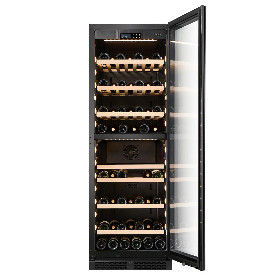 Wine Cooler 99 bottles CELLA W93D Black Dual-zone