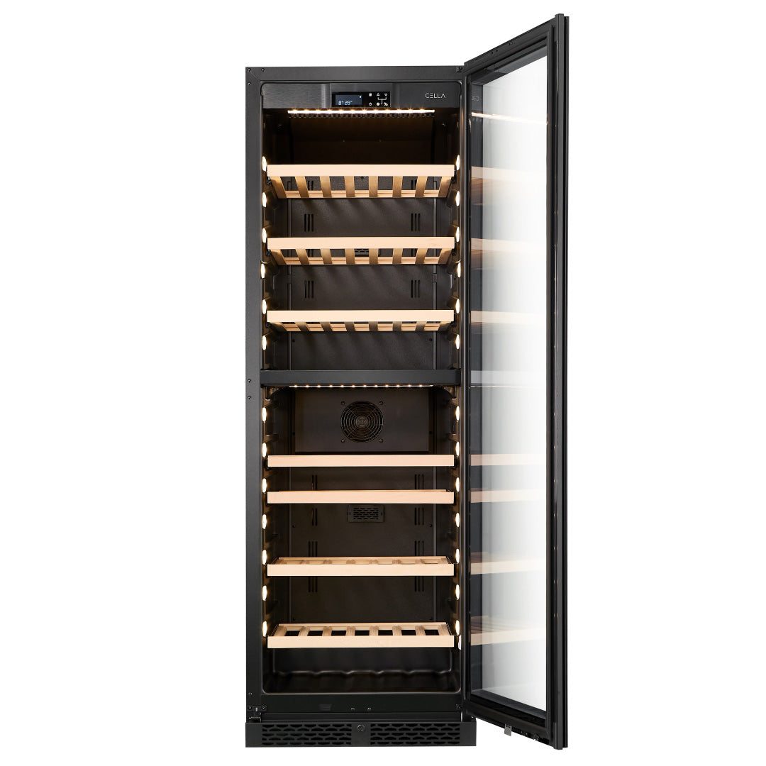 Wine Cooler 99 bottles CELLA W93D Black Dual-zone