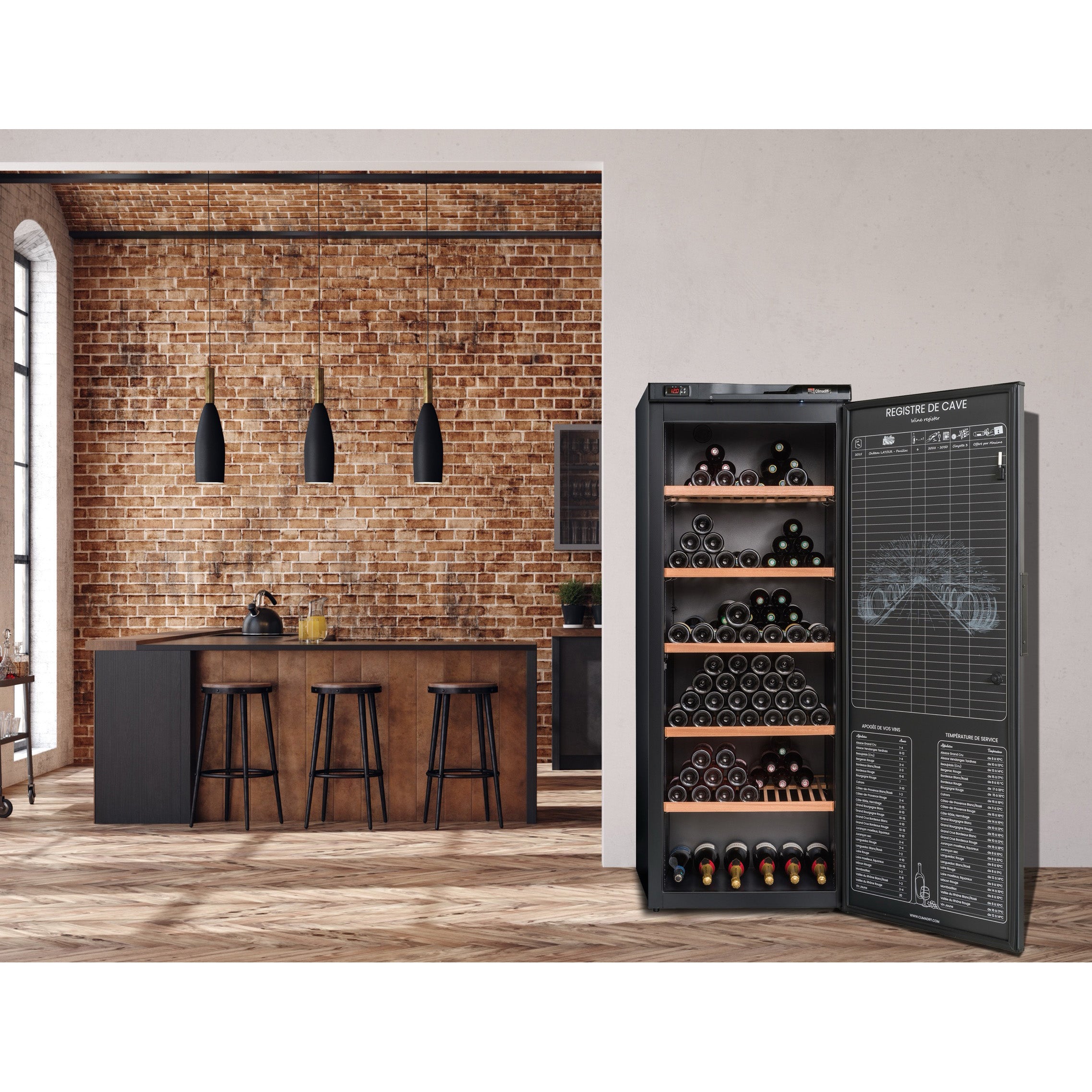 Aging Wine Cooler 294 bottles Climadiff RESERVE 300XL