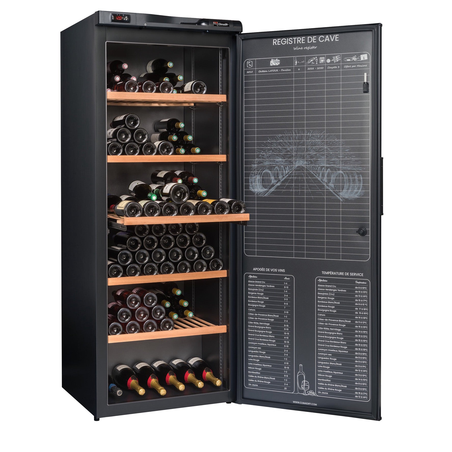 Aging Wine Cooler 294 bottles Climadiff RESERVE 300XL