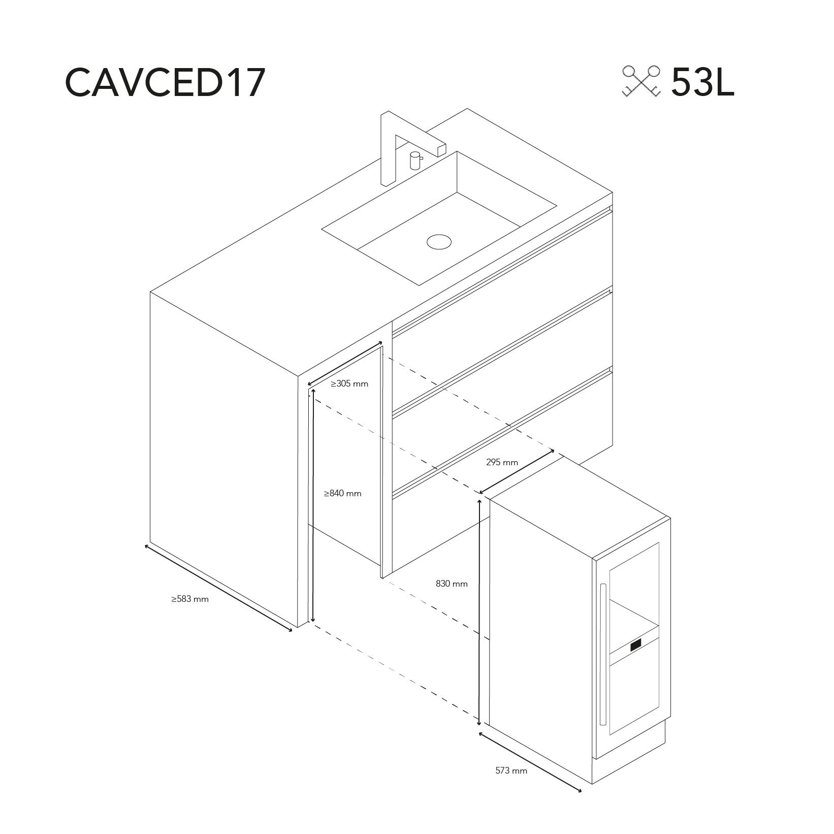 Vinoteca 17 botellas Les Petits Champs CAVCED17 doble zona