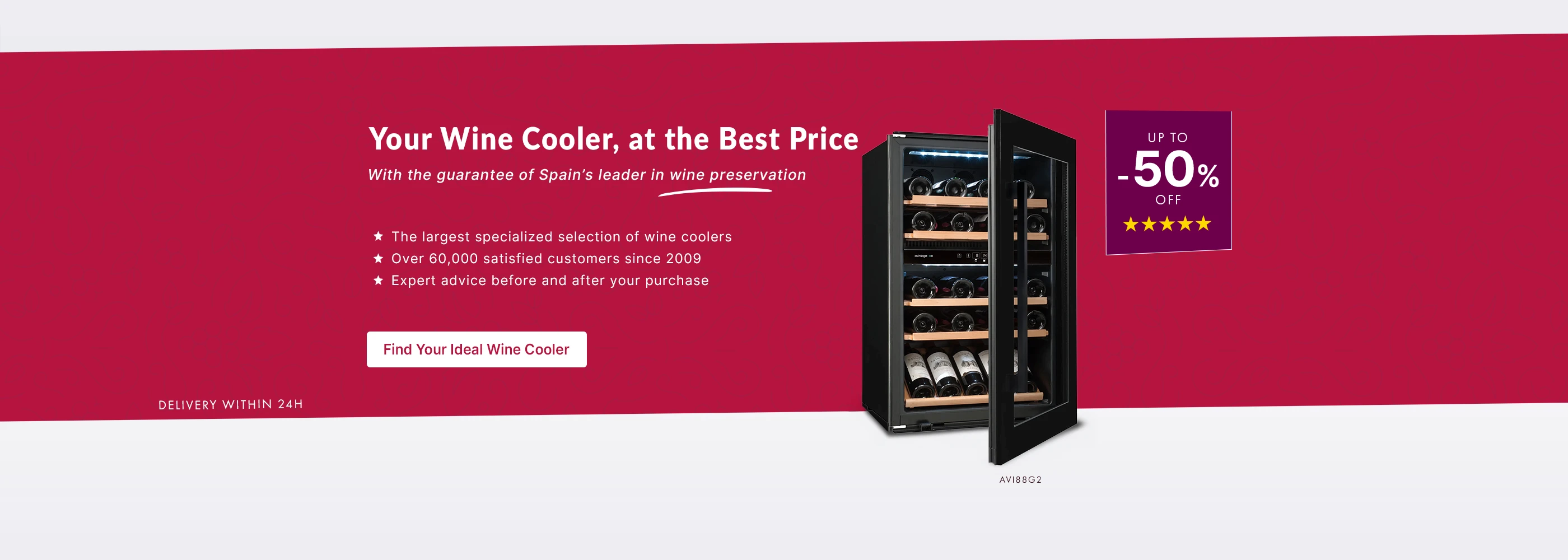 Wine cooler with up to 50% off at Spain’s leading wine preservation specialist