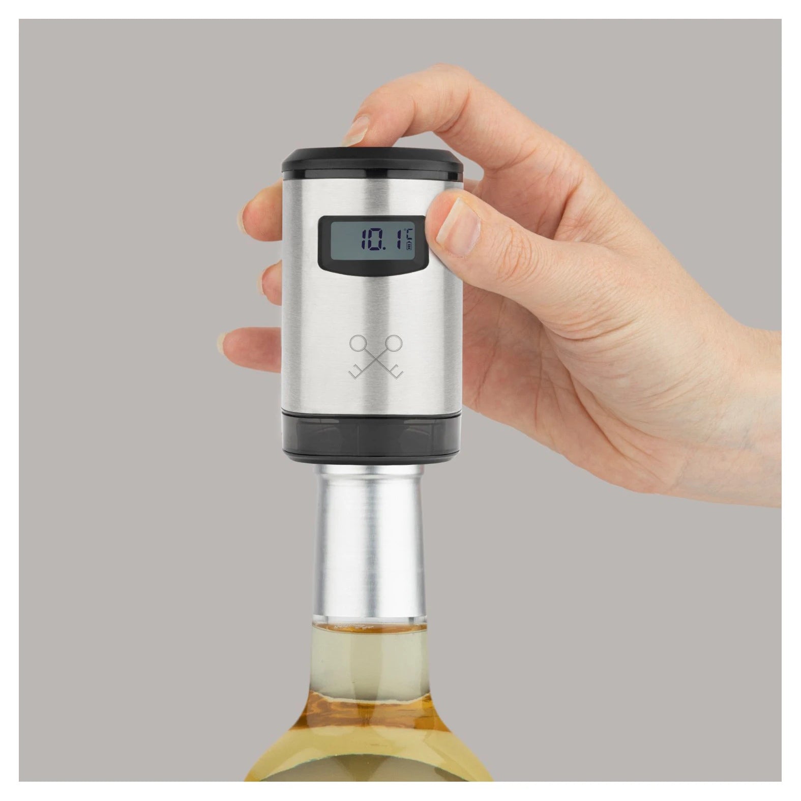 Bomba de vacío eléctrica Les Petits Champs WOM820 para vino en acero inoxidable con pantalla LCD