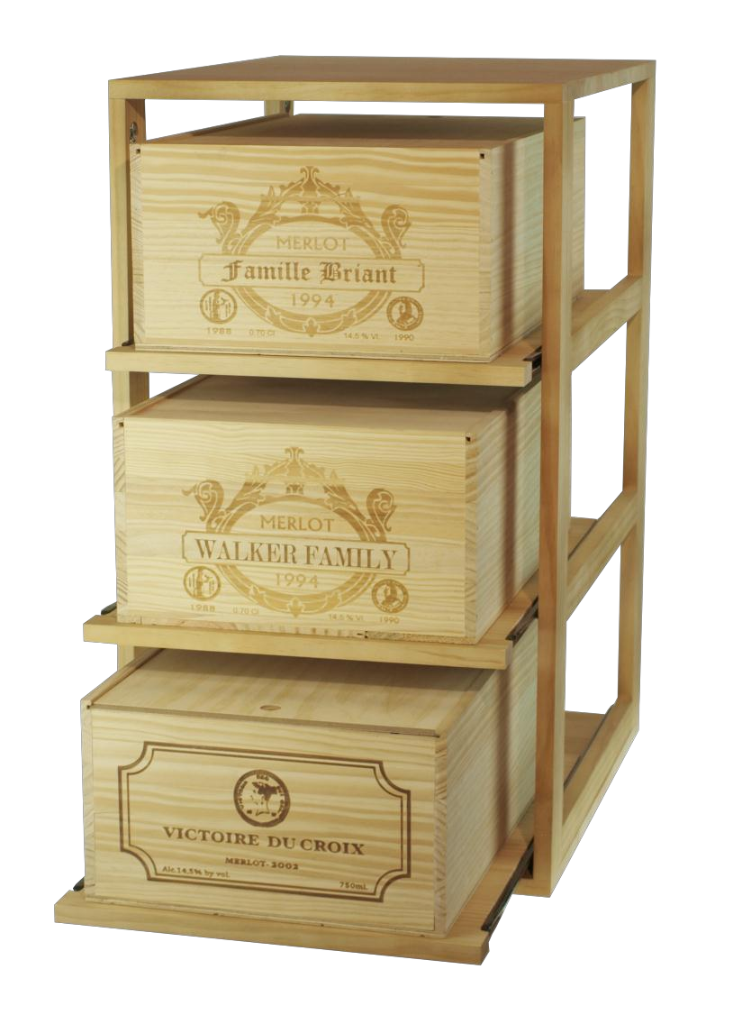 Botellero para 3 cajas de 12 botellas Expovinalia Arganza Godello 2563 - Pino roble claro