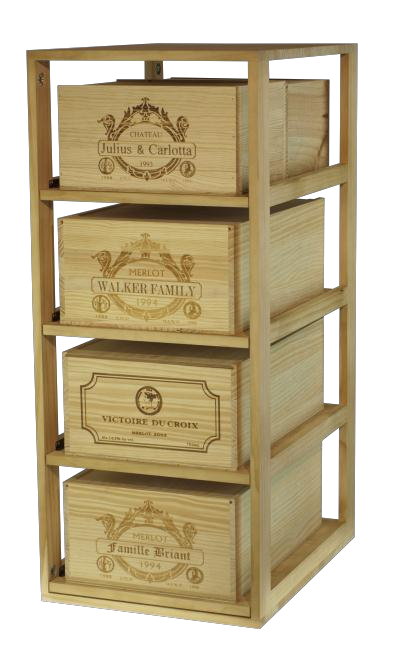 Wine rack for 4 twelve-bottle cases Expovinalia Arganza Godello 2564 - Model shown in pine with light oak finish