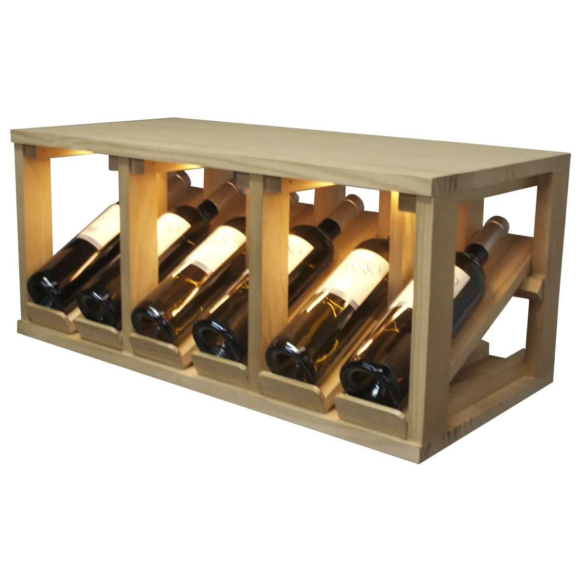 Wine rack for 6 bottles Expovinalia Villafranca Godello 2192 — Pine with light oak finish — EX2192
