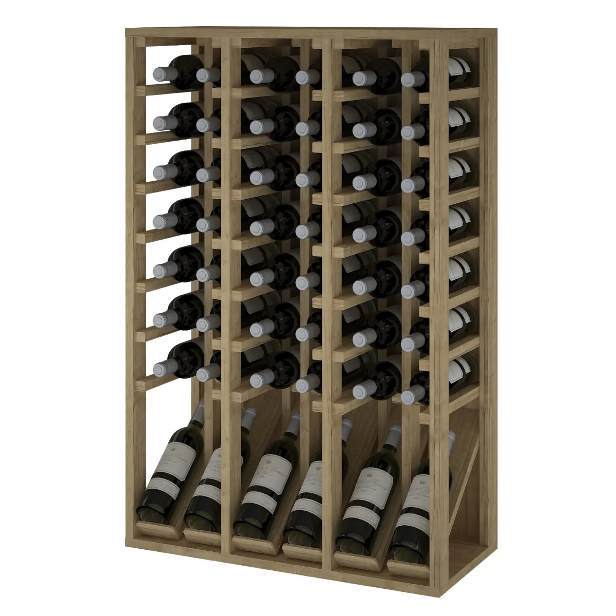 Botellero para 48 botellas Expovinalia Villafranca Godello 2092 — Pino teñido en roble claro / Wine rack for 48 bottles Expovinalia Villafranca Godello 2092 — Pine with light oak finish