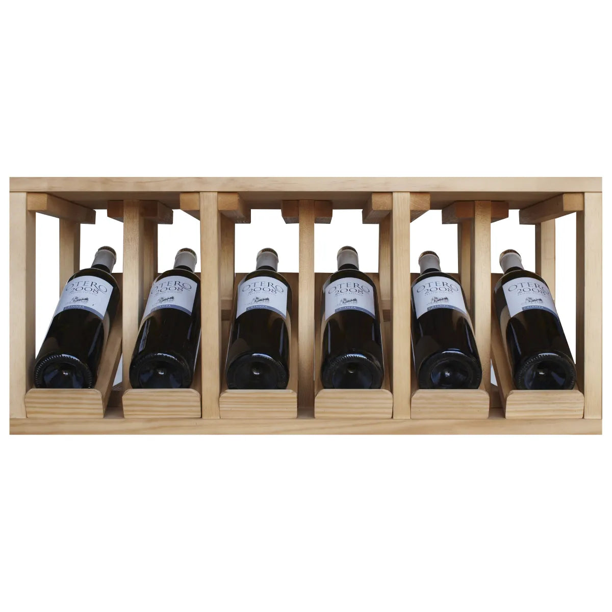EX2191-04 - Botellero Expositor Villafranca 6 botellas de vino en Pino teñido en roble claro