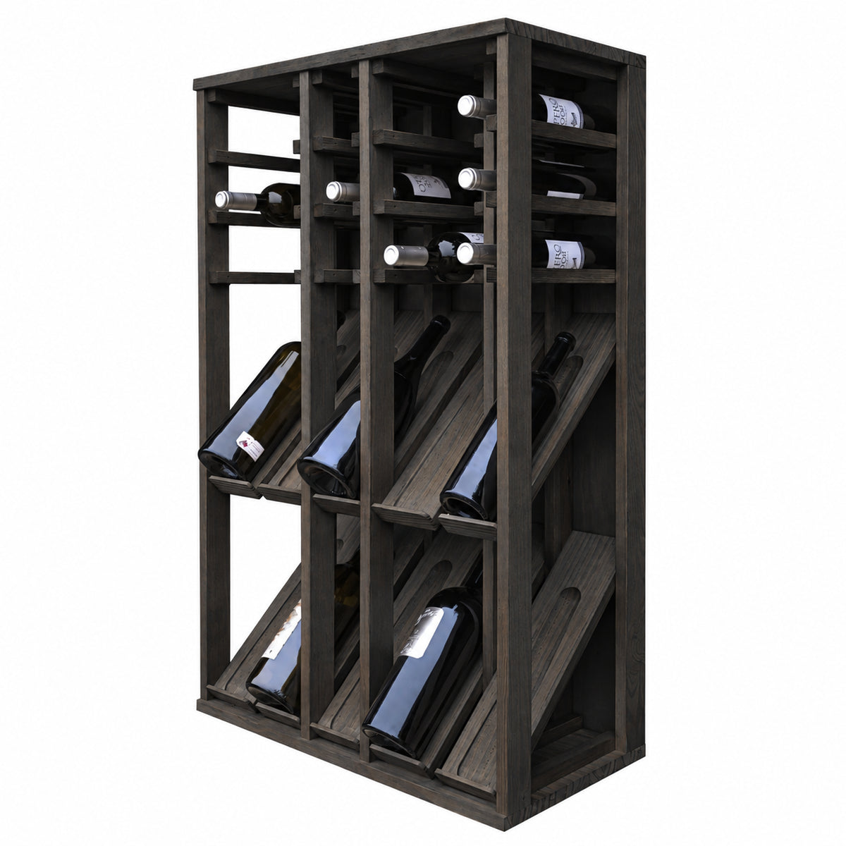 Botellero para 25 botellas mágnum Expovinalia Villafranca Godello 2096 - Pino negro - Representación generada del acabado