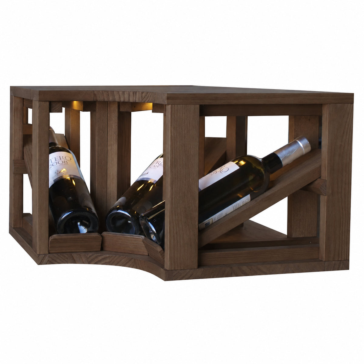 Botellero para 3 botellas Expovinalia Villafranca Godello 2196 - Pino oscuro - Representación generada del acabado