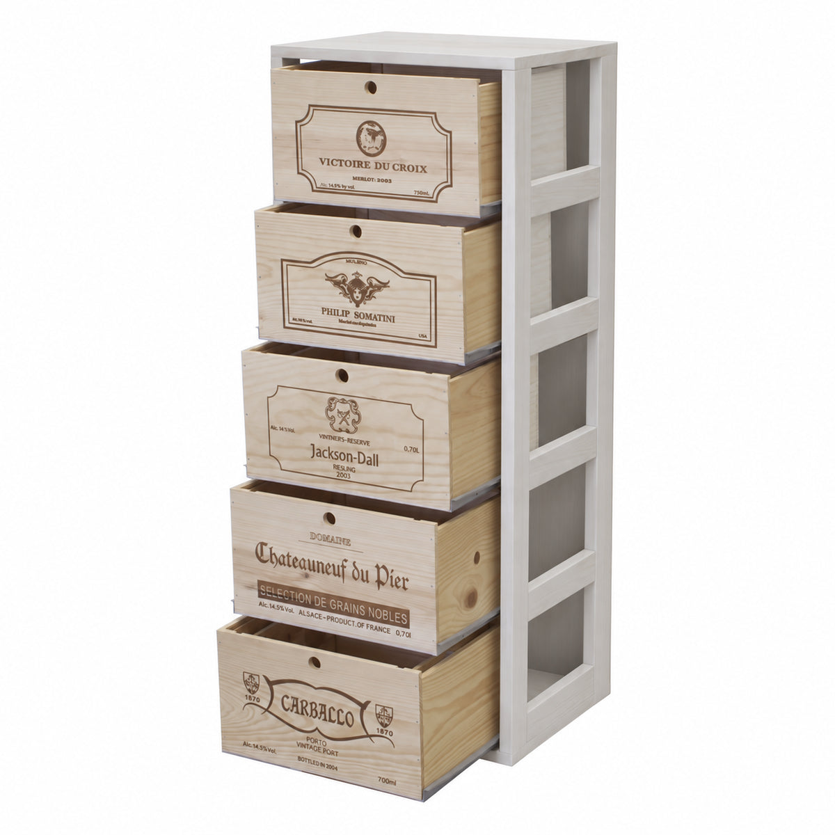 Botellero para 5 cajas de 6 botellas Expovinalia Arganza Godello 2553 - Pino blanco - Representación generada del acabado