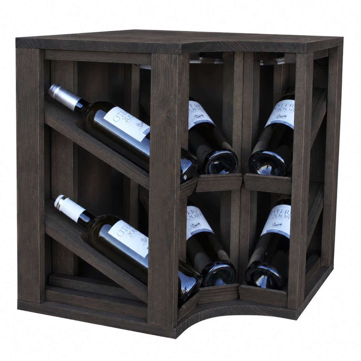 Botellero para 6 botellas Expovinalia Godello 2197 - Pino negro - Representación generada del acabado