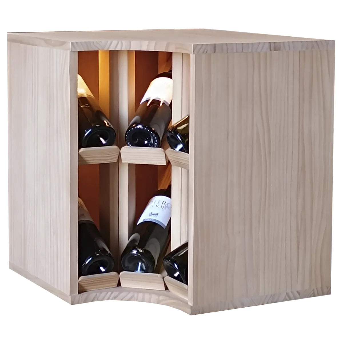Wine rack for 6 bottles Expovinalia Villafranca Godello 2298 - Model shown in pine with light oak finish