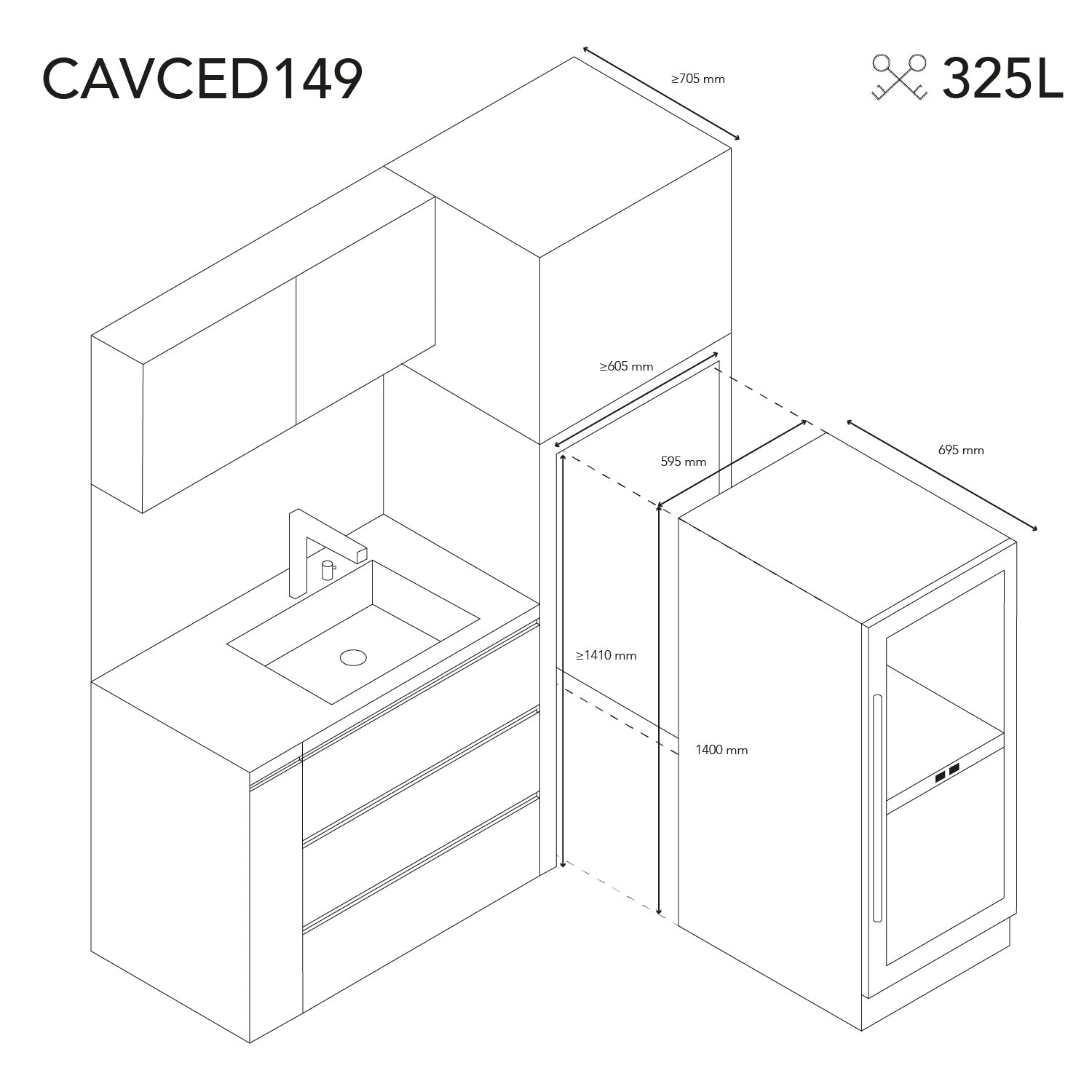 Wine Cooler 149 bottles Les Petits Champs CAVCED149