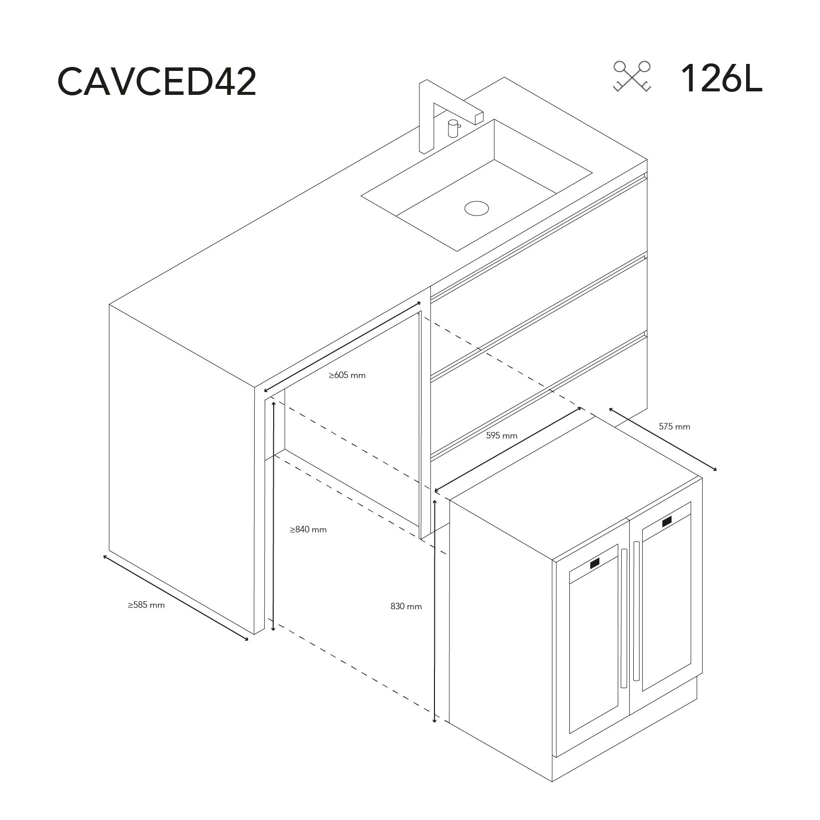 Wine Cooler 42 bottles Les Petits Champs CAVCED42 Dual-zone