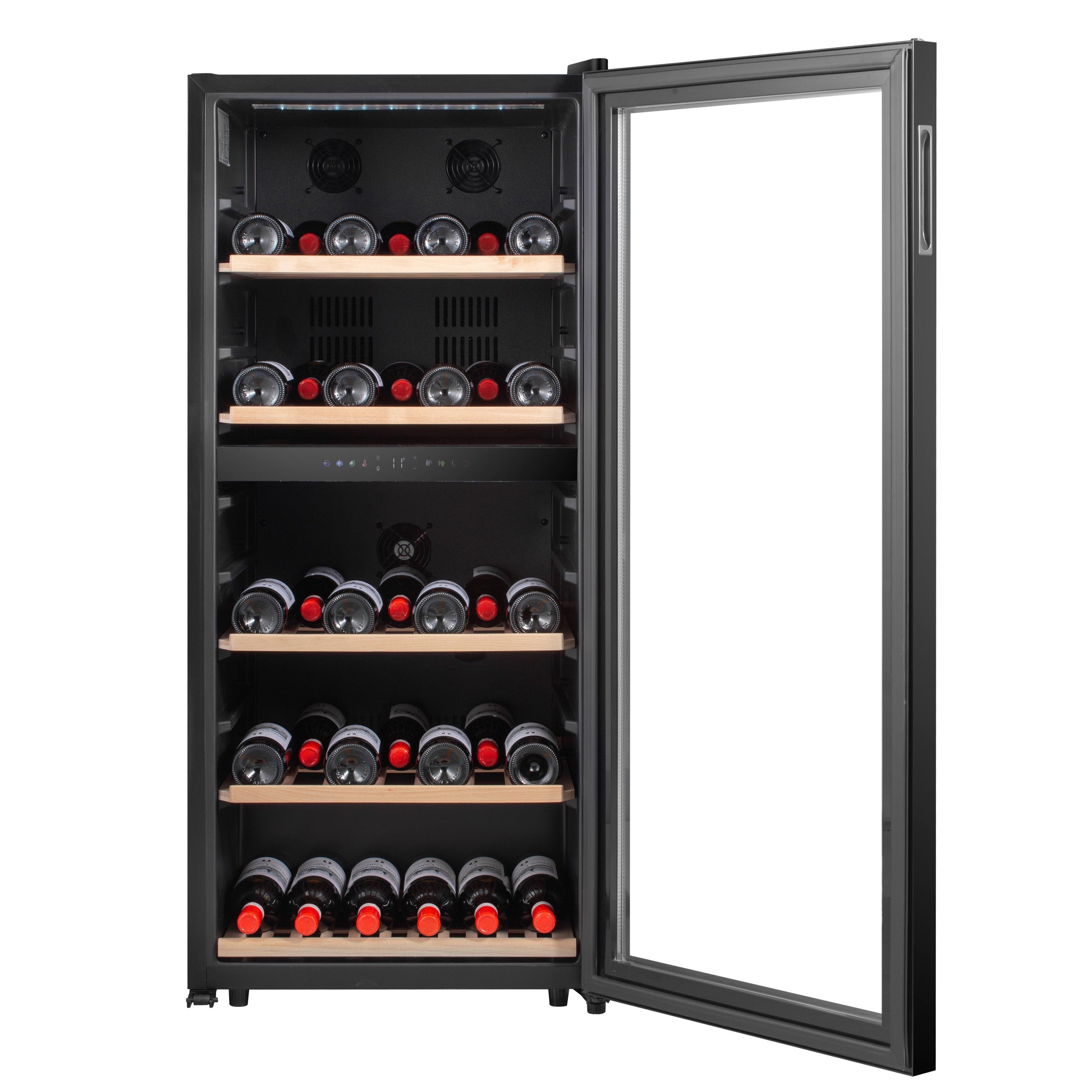 Vinoteca doble zona 91 botellas Caviss C291CBEG abierta