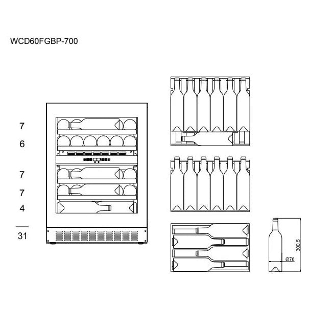 Vinoteca mQuvée WineCave Exclusive 700 60D para conservación de 31 botellas