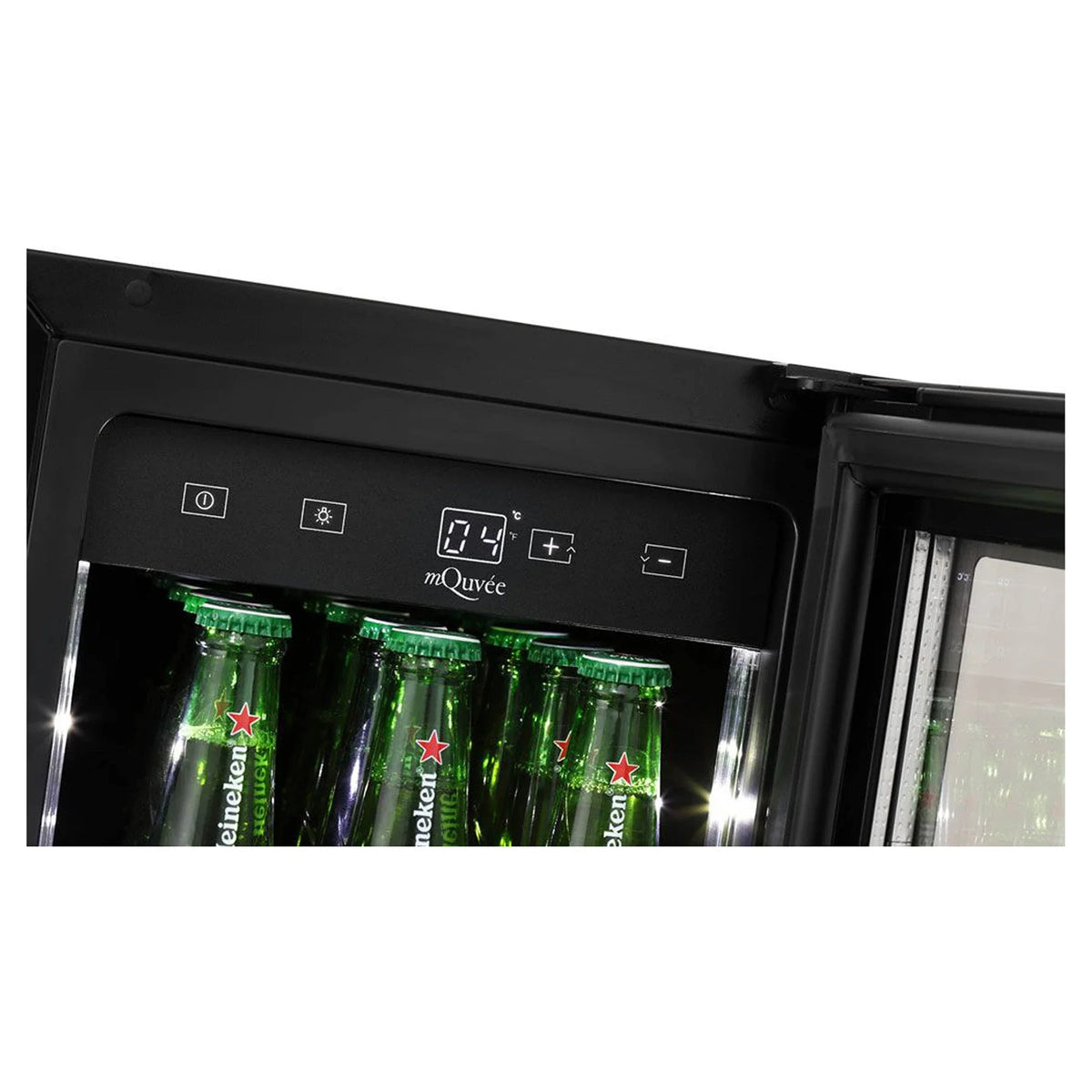 Panel y puerta de la nevera para cerveza mQuvée BeerServer 30 Anthracite Black con cristal anti-UV