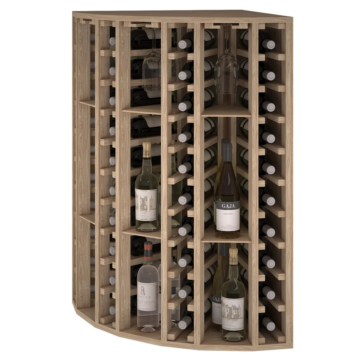 Pine wood corner wine rack for 40 bottles, Godello EW2035
