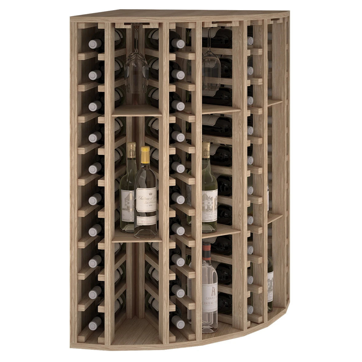 Pine wood corner wine rack for 40 bottles, Godello EW2035