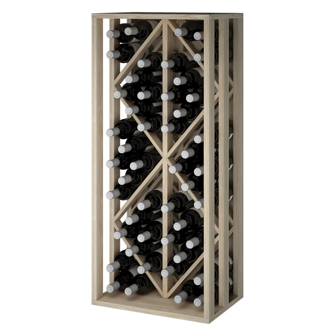 Botellero de madera de roble con rombos para 48 botellas, Godello ER2532