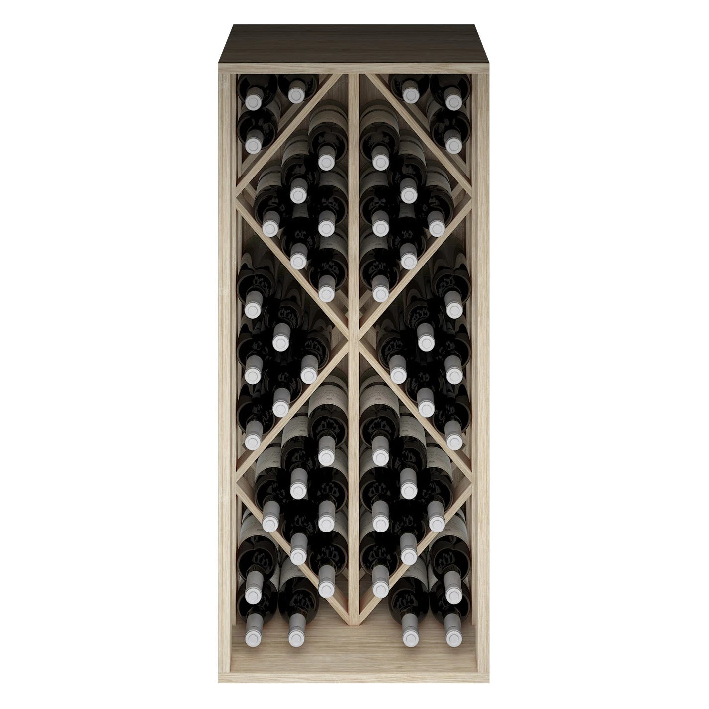 Botellero de madera de roble con rombos para 48 botellas, Godello ER2532
