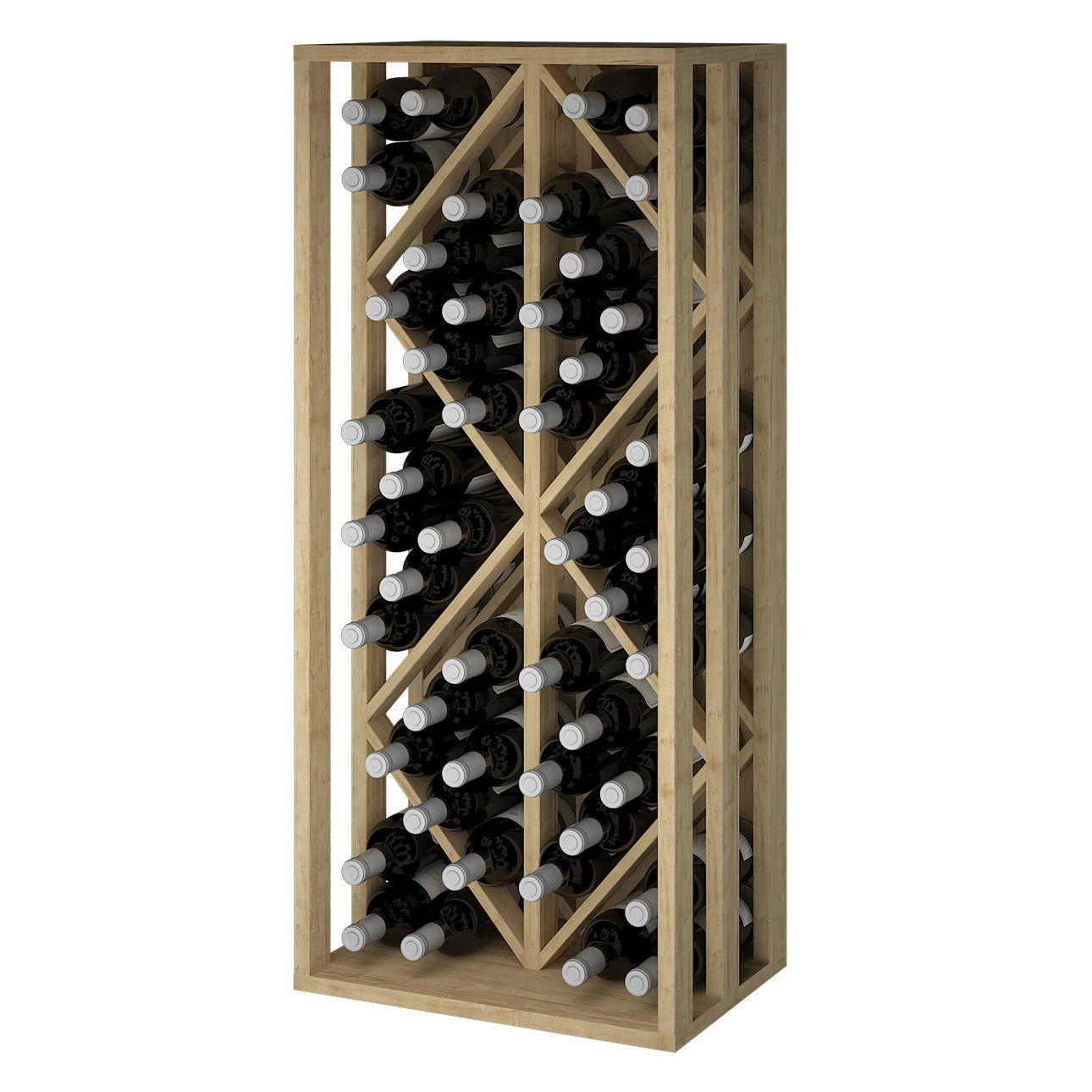 Botellero de madera de pino con rombos para 48 botellas, Godello EX2532