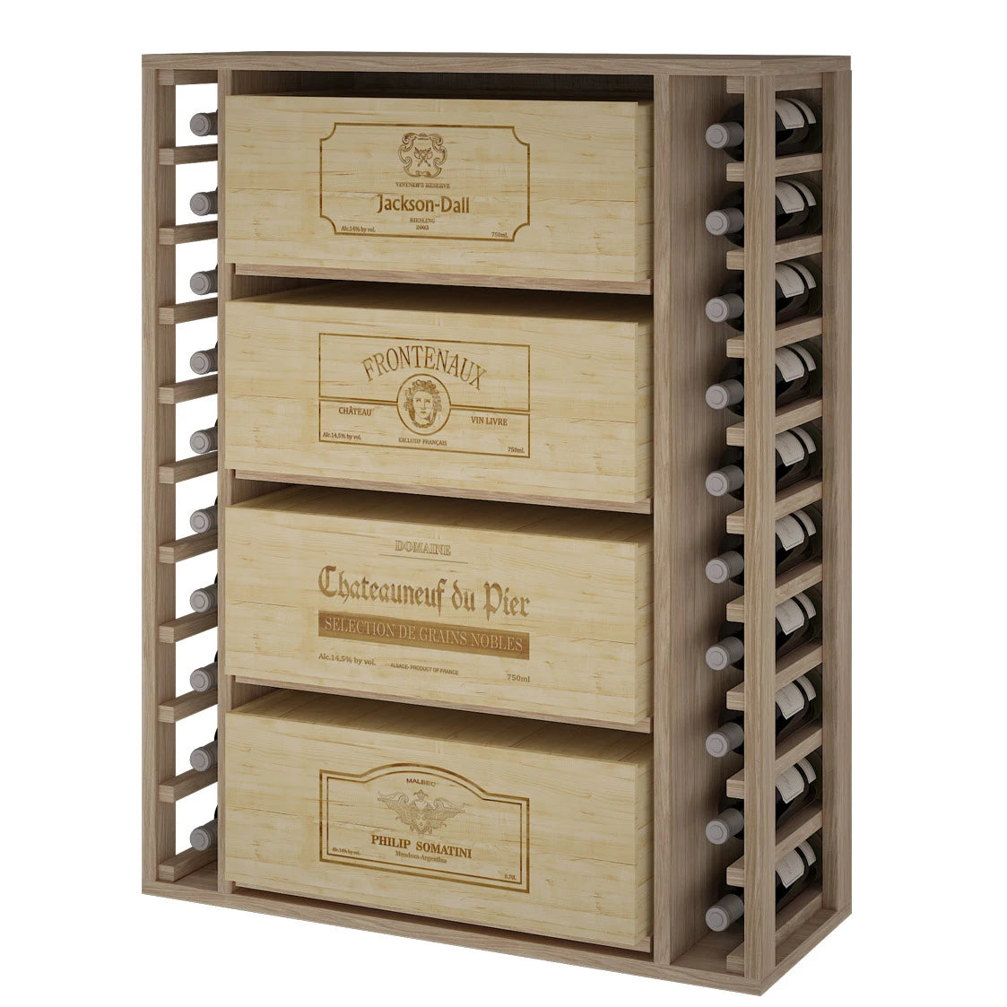 Oak wine rack for 68 bottles, Godello ER2542