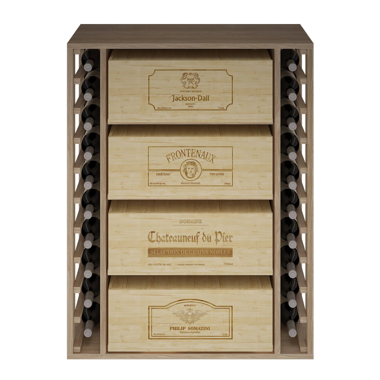 Oak wine rack for 68 bottles, Godello ER2542