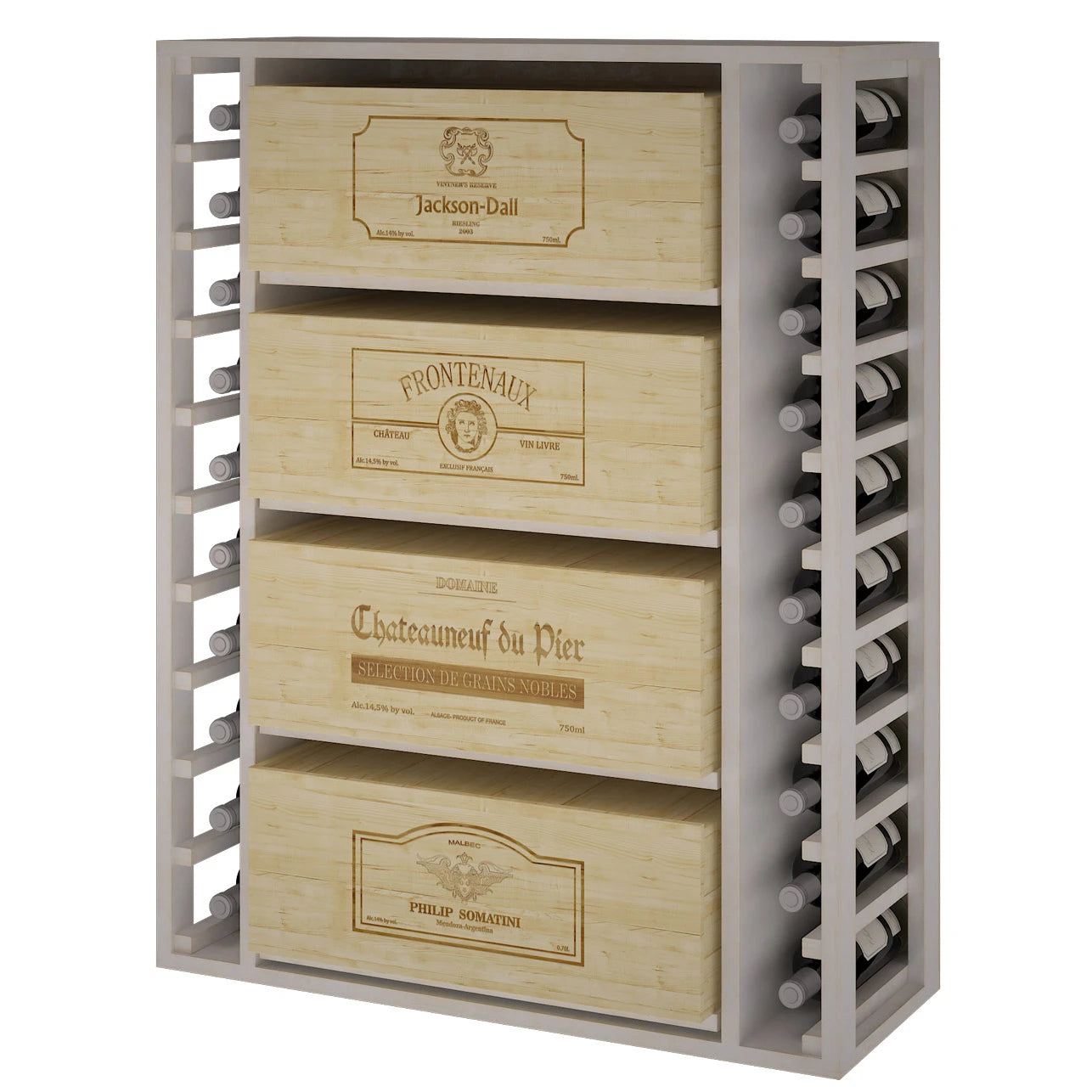 Pine wood wine rack for 68 bottles, Godello EW2542