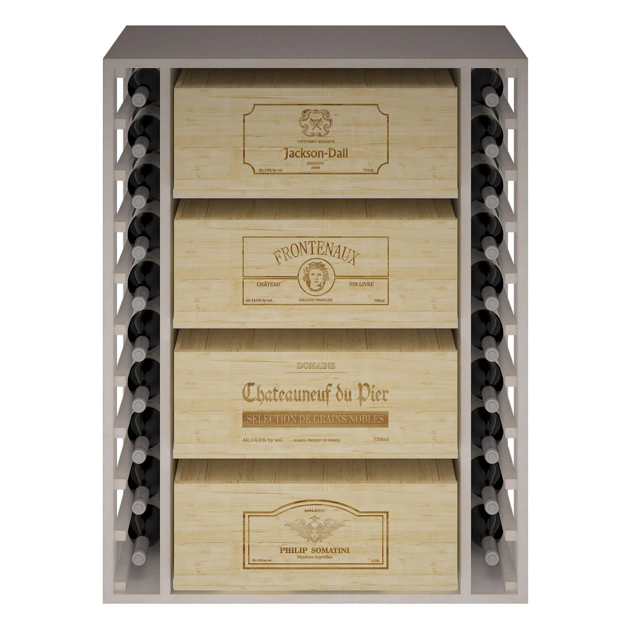 Pine wood wine rack for 68 bottles, Godello EW2542