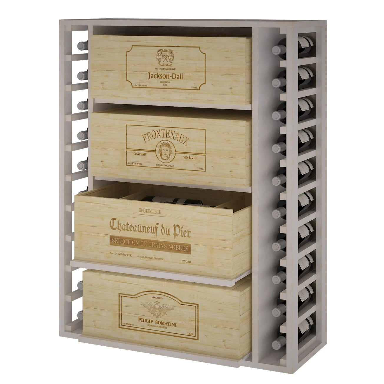 Pine wood wine rack for 68 bottles, Godello EW2542