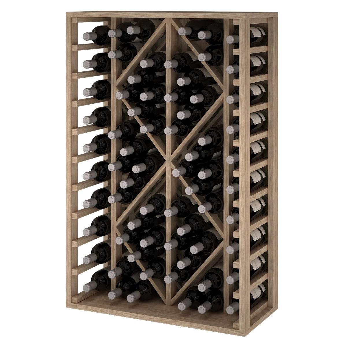 Oak wood wine rack with diamond pattern for 68 bottles, Godello ER2530