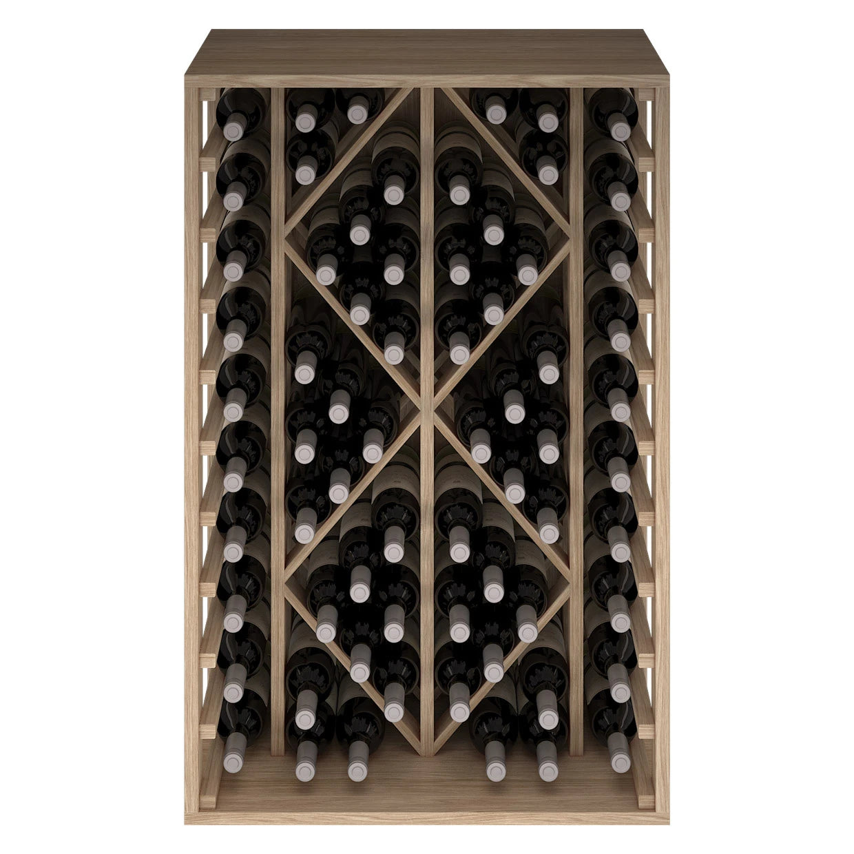 Oak wood wine rack with diamond pattern for 68 bottles, Godello ER2530