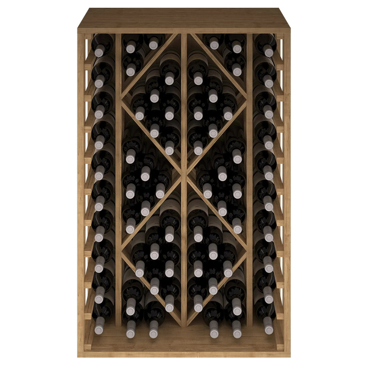 Pine wood wine rack with diamond shapes for 68 bottles, Godello EX2530