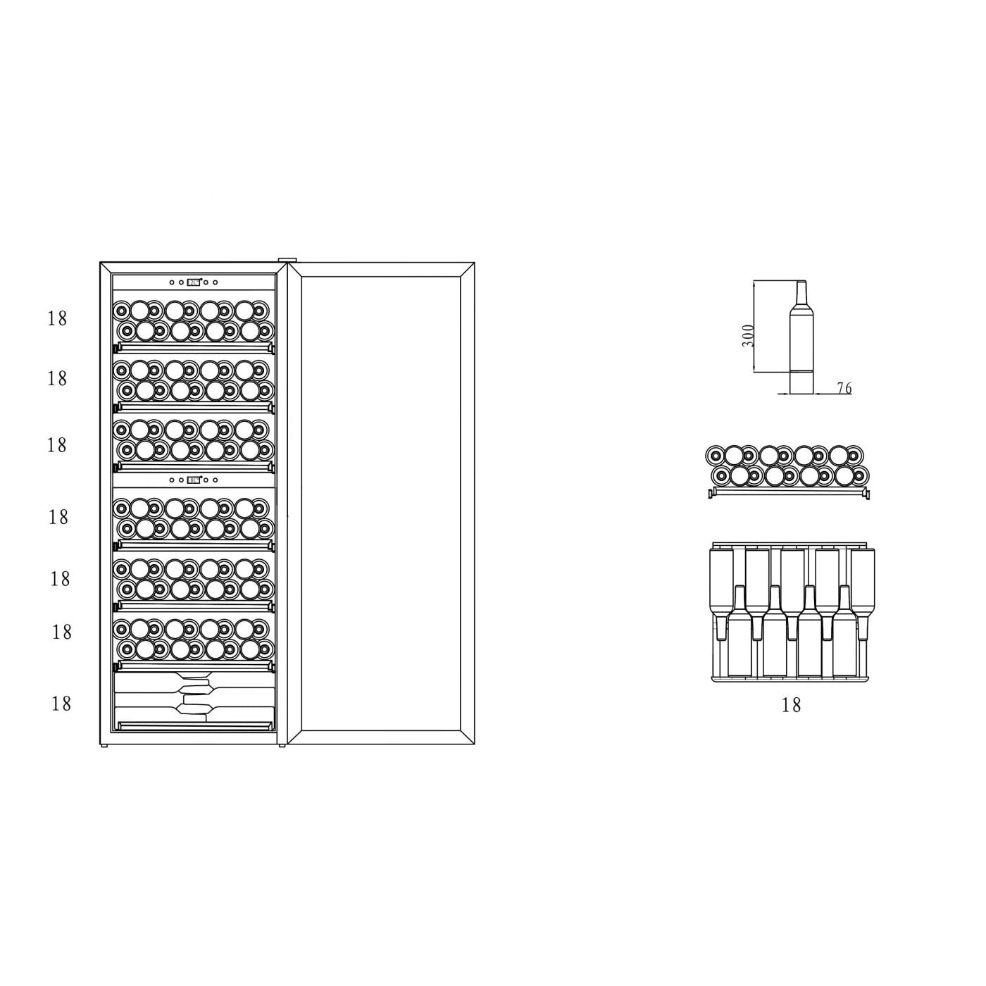 Wine Cooler 126 bottles mQuvée WineExpert 126 Fullglass Black Dual-zone