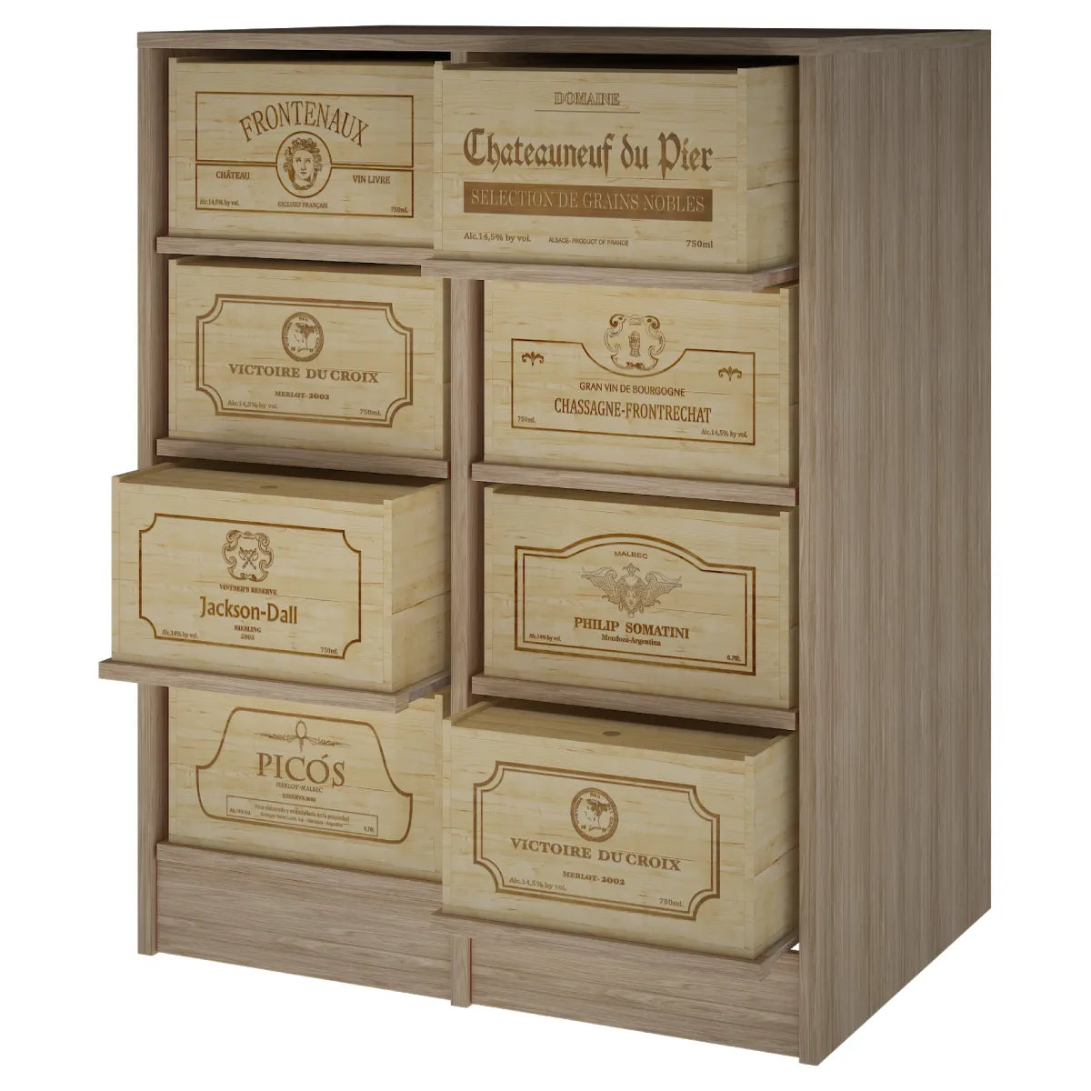 Wine rack for 8 cases of 12 bottles Expovinalia Arganza Godello 2545 — Natural oak — ER2545