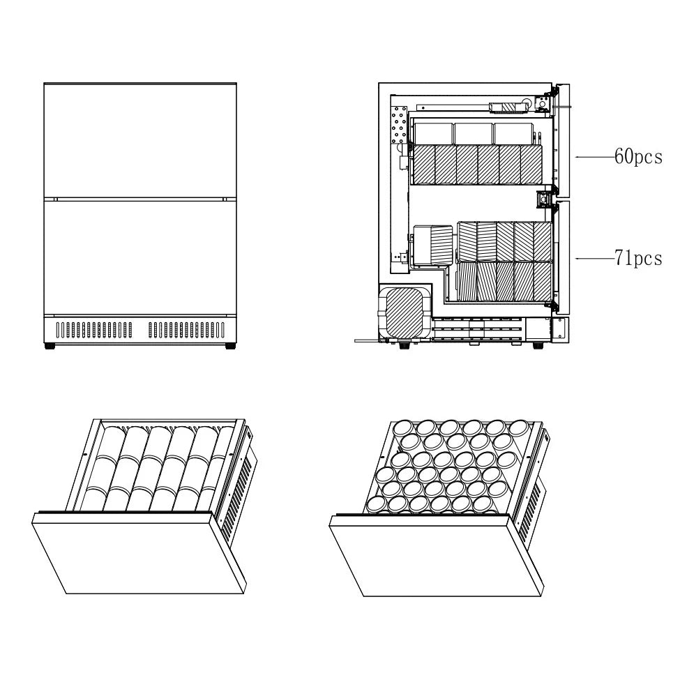 Cavin Outdoor Collection 51D Stainless, refrigerador de bebidas con doble cajón para cocina exterior.
