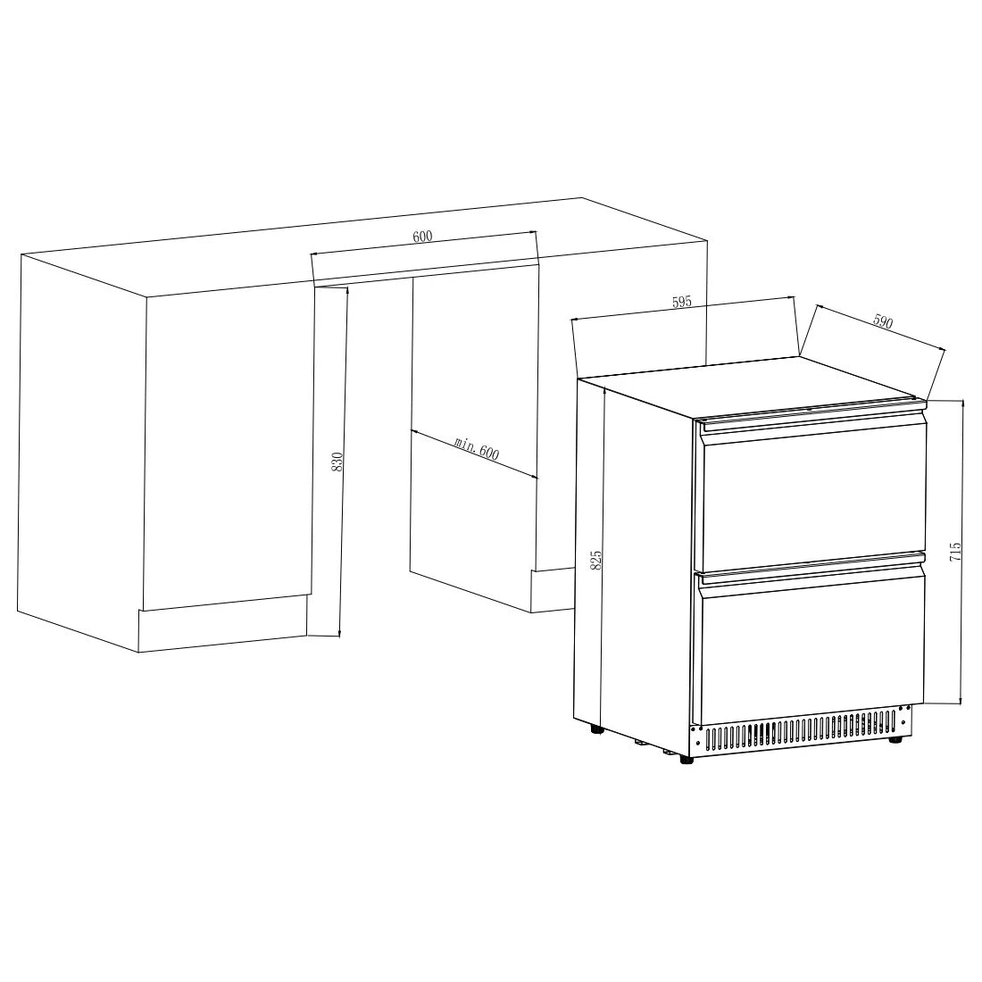 Refrigerador de bebidas Cavin Outdoor Collection 51D Stainless, detalle del interior de los cajones para almacenamiento de bebidas.