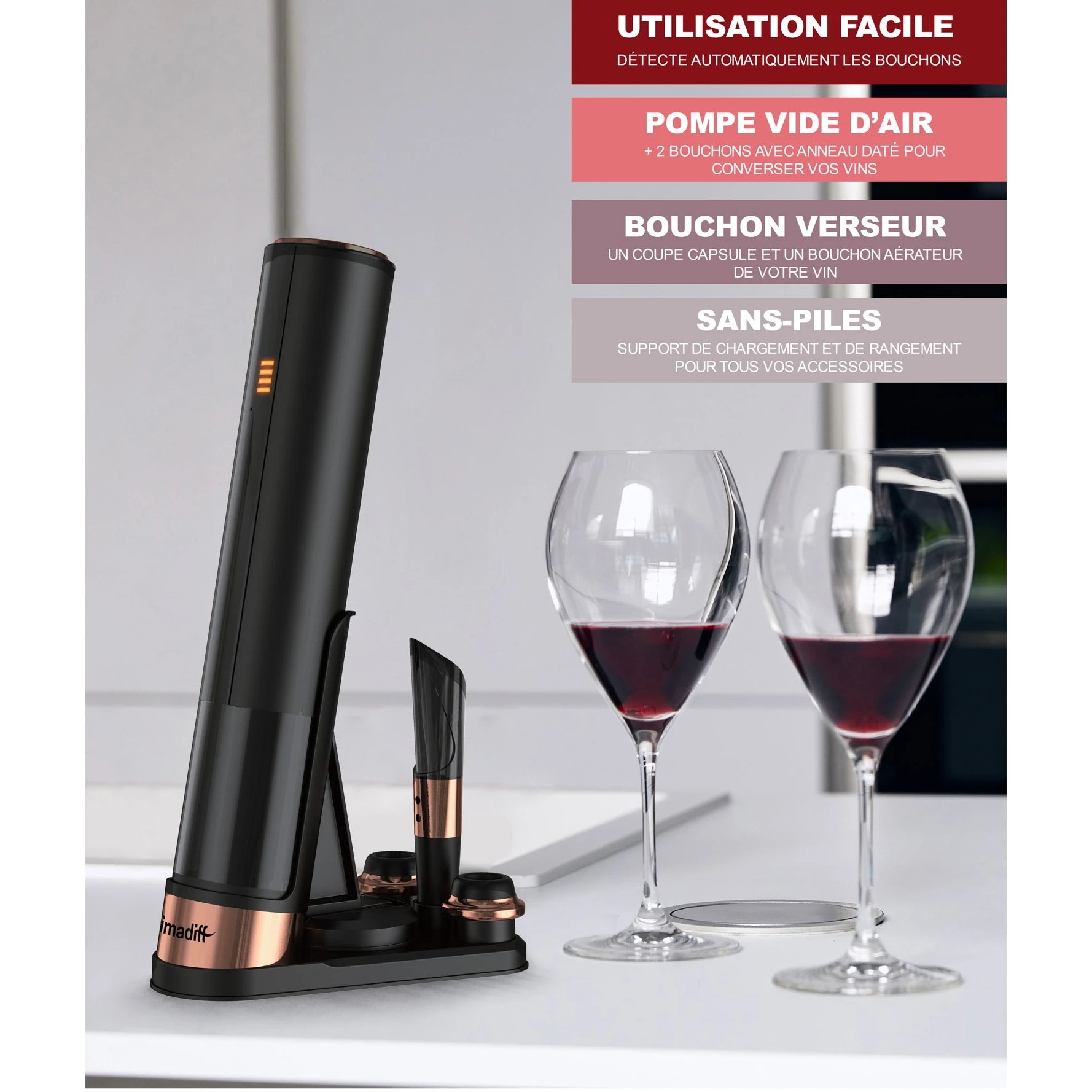 Rechargeable Electric Corkscrew Smart 4-in-1 Climadiff TBEVOLUTION