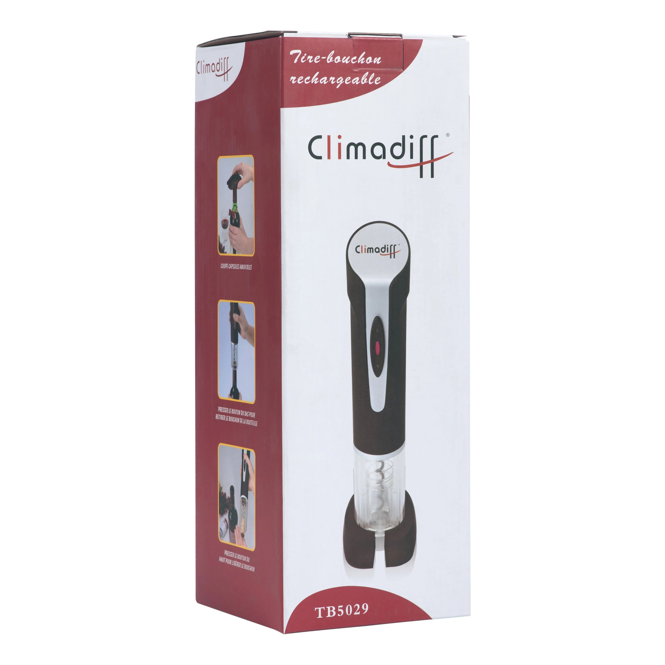 Sacacorchos eléctrico recargable Climadiff TB5029